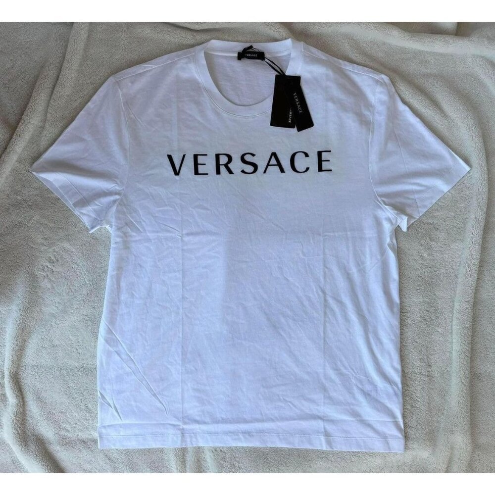 Versace White/Black Spellout Tee Shirt